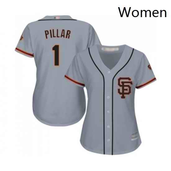Womens San Francisco Giants 1 Kevin Pillar Replica Grey Road 2 Cool Base Baseball Jersey